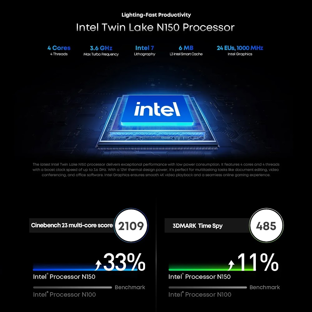 تابلت ولابتوب CHUWI MiniBook X 2-in-1 | معالج Intel N100 وشاشة 2K لمس - الرئيسية