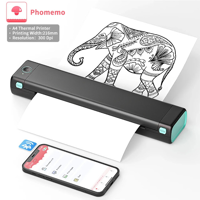الطابعة المحمولة Phomemo M08F بتصميم مدمج أنيق – مثالية للطباعة أثناء التنقل