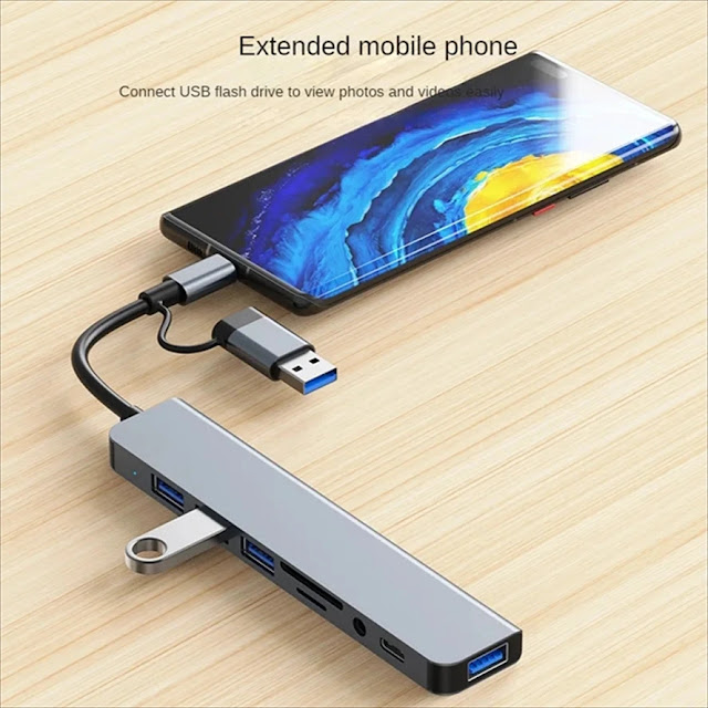 محطة توصيل USB-C متعددة الوظائف لنقل البيانات بسرعة 5Gbps.