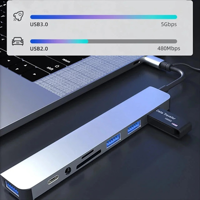 محطة توصيل USB-C تدعم MacBook، Windows، والأجهزة الذكية.