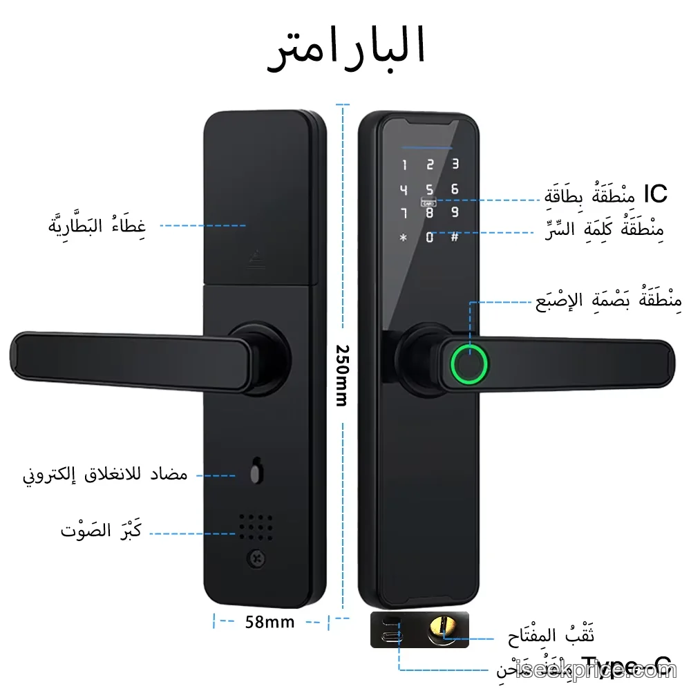 واجهة القفل الرقمية مع شاشة لمس للكلمات السرية