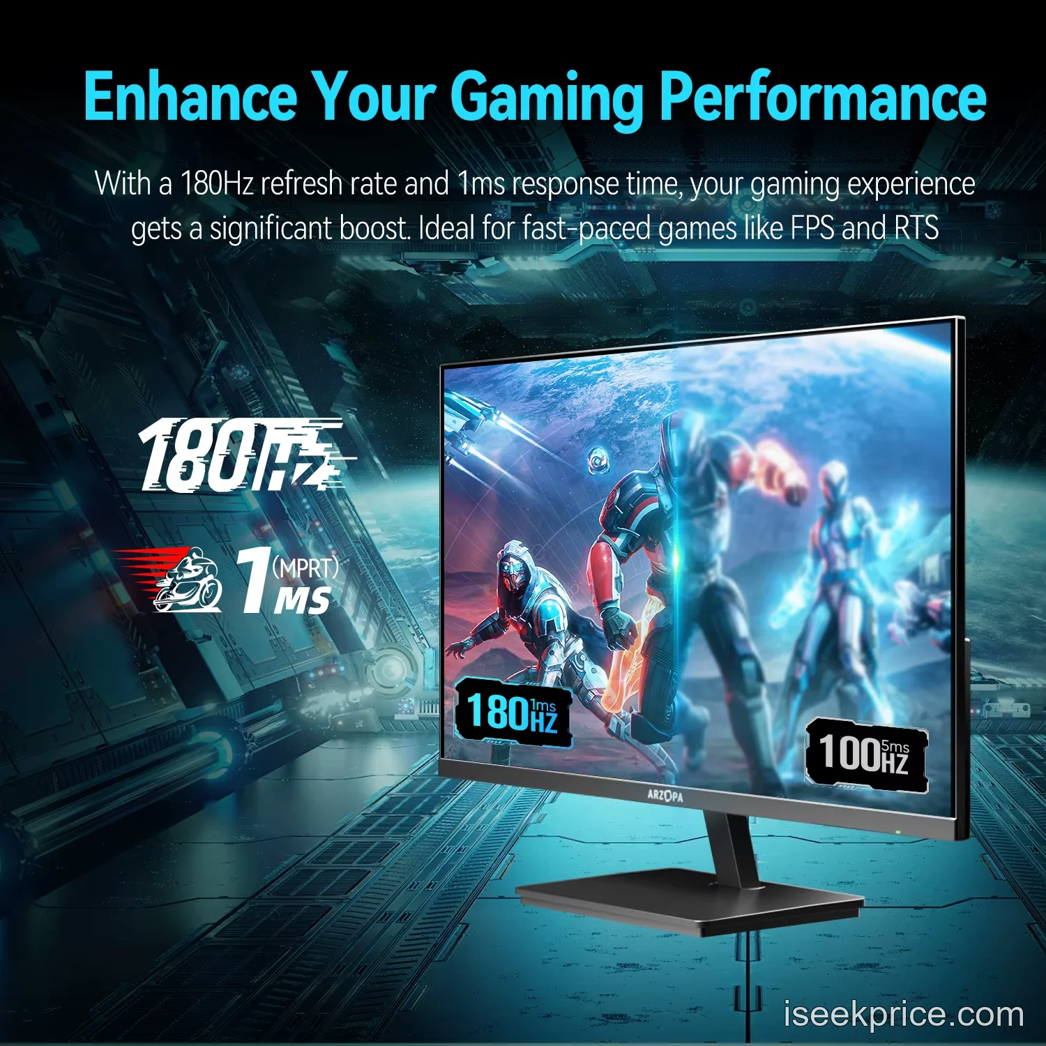 أداء ألعاب سلس مع معدل تحديث 180 هرتز وتقنية FreeSync