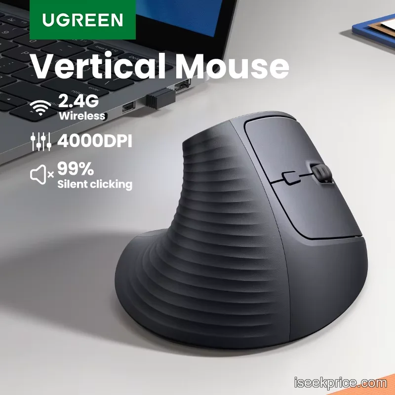 ماوس UGREEN العمودي: راحة يدك أولاً بدقة تصل إلى 4000 DPI - الرئيسية