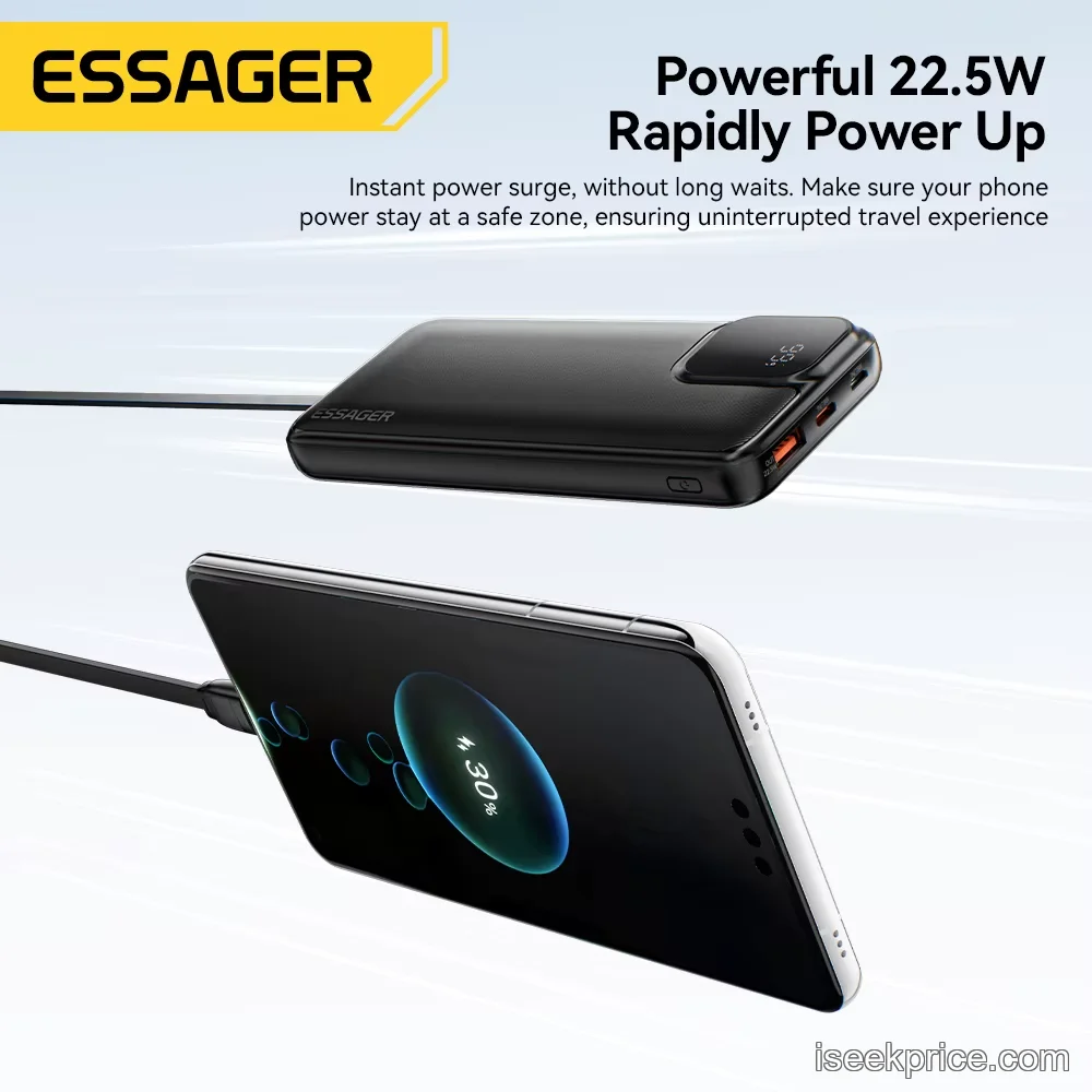 منفذ USB-A و USB-C للشحن السريع معروضة بوضوح.