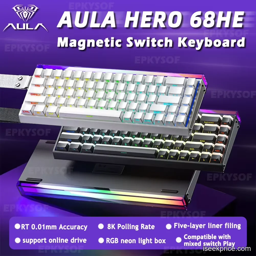 لوحة مفاتيح AULA HERO 68HE: دقة مغناطيسية للألعاب الاحترافية - الرئيسية