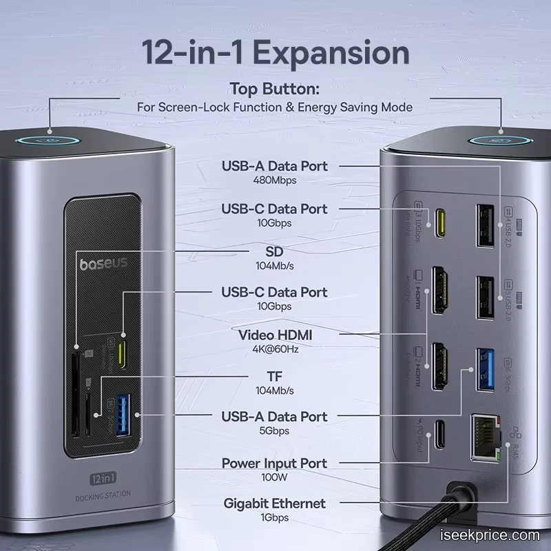 صورة مقربة لمنفذ الشحن السريع USB-C PD بقدرة 100 واط.