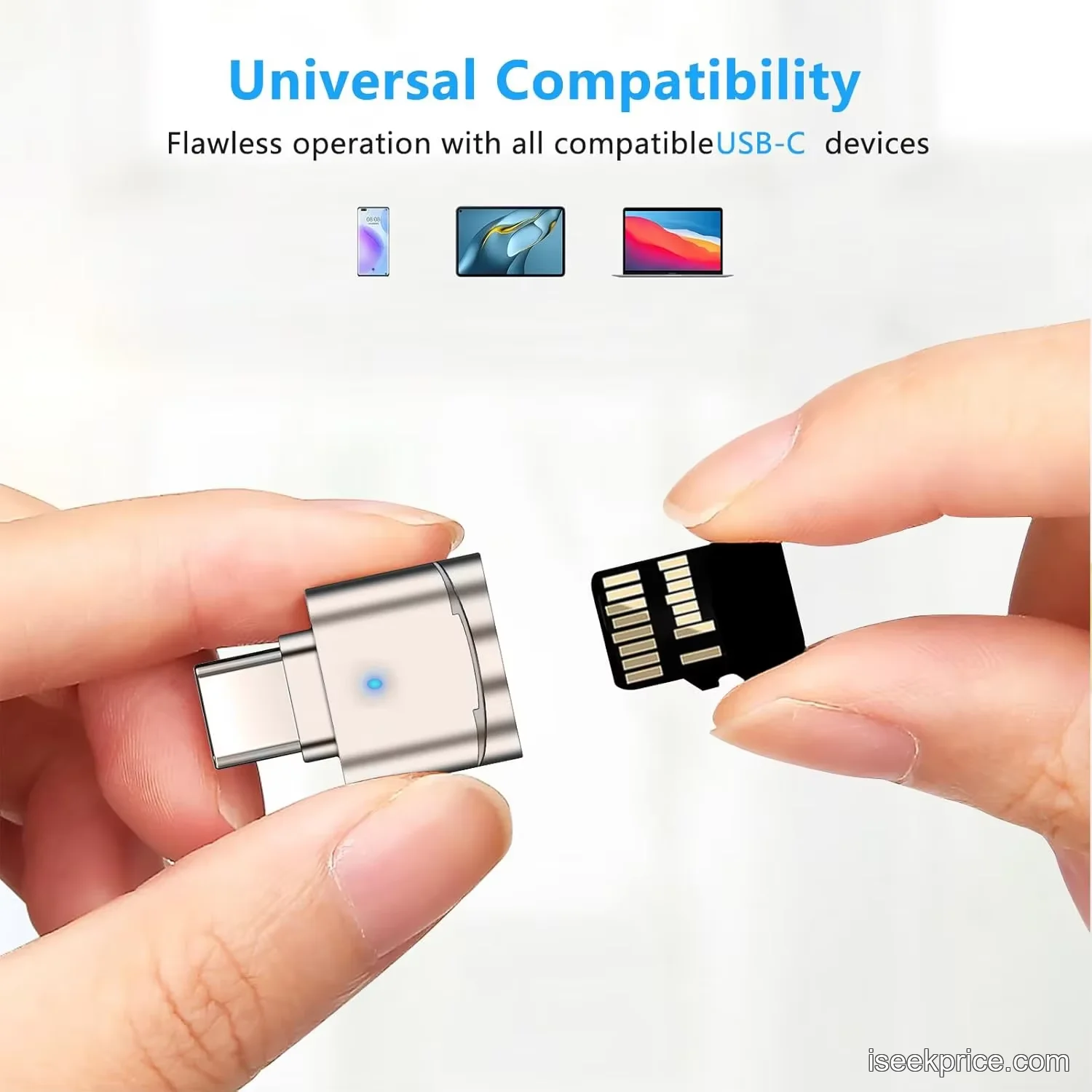المحول من USB-C إلى USB-A مثبت على القارئ