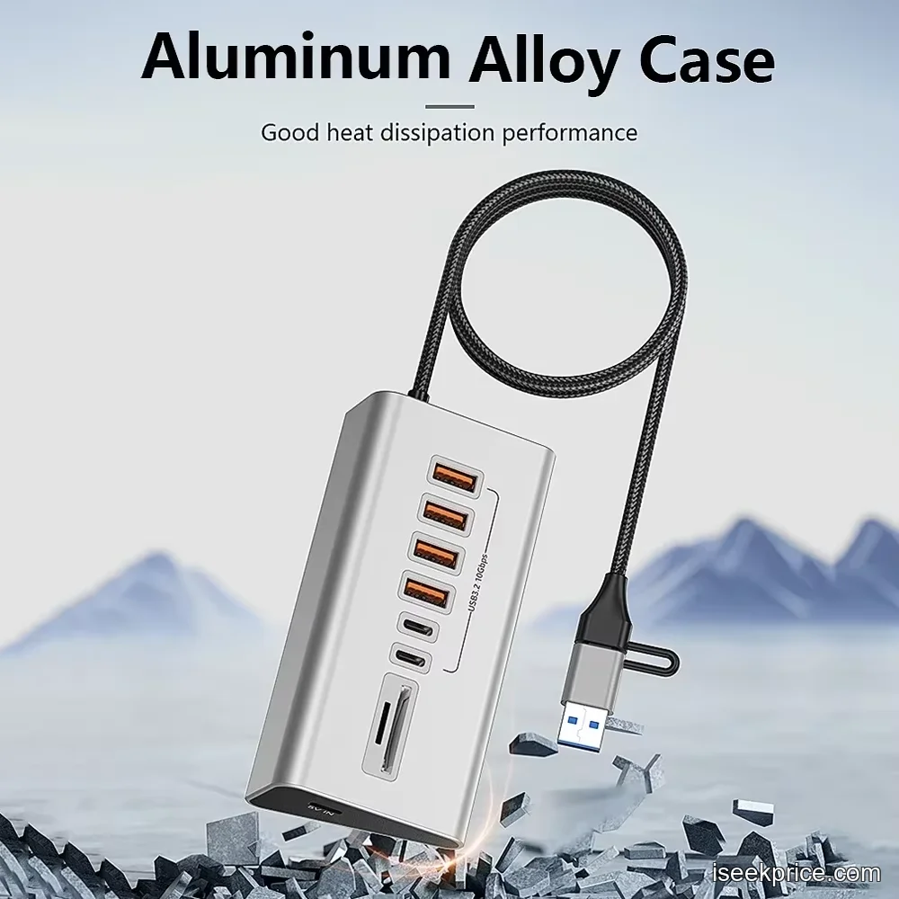 مؤشرات LED الزرقاء مضاءة على منافذ USB النشطة.